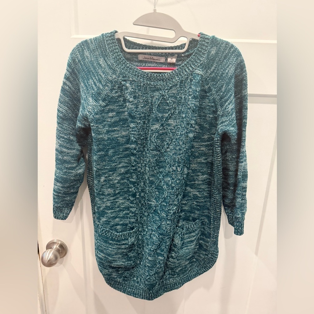 Jason Maxwell Teal Cable Knit Sweater Women’s Medium